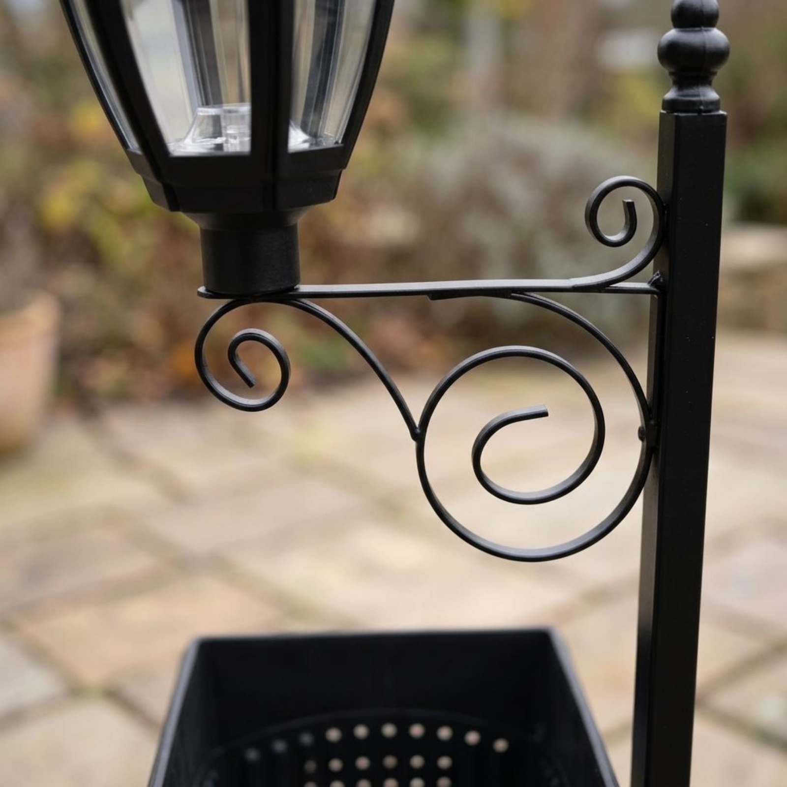Outdoor Lighting For Patio - Solar Flower Pot Light Wrought Iron
