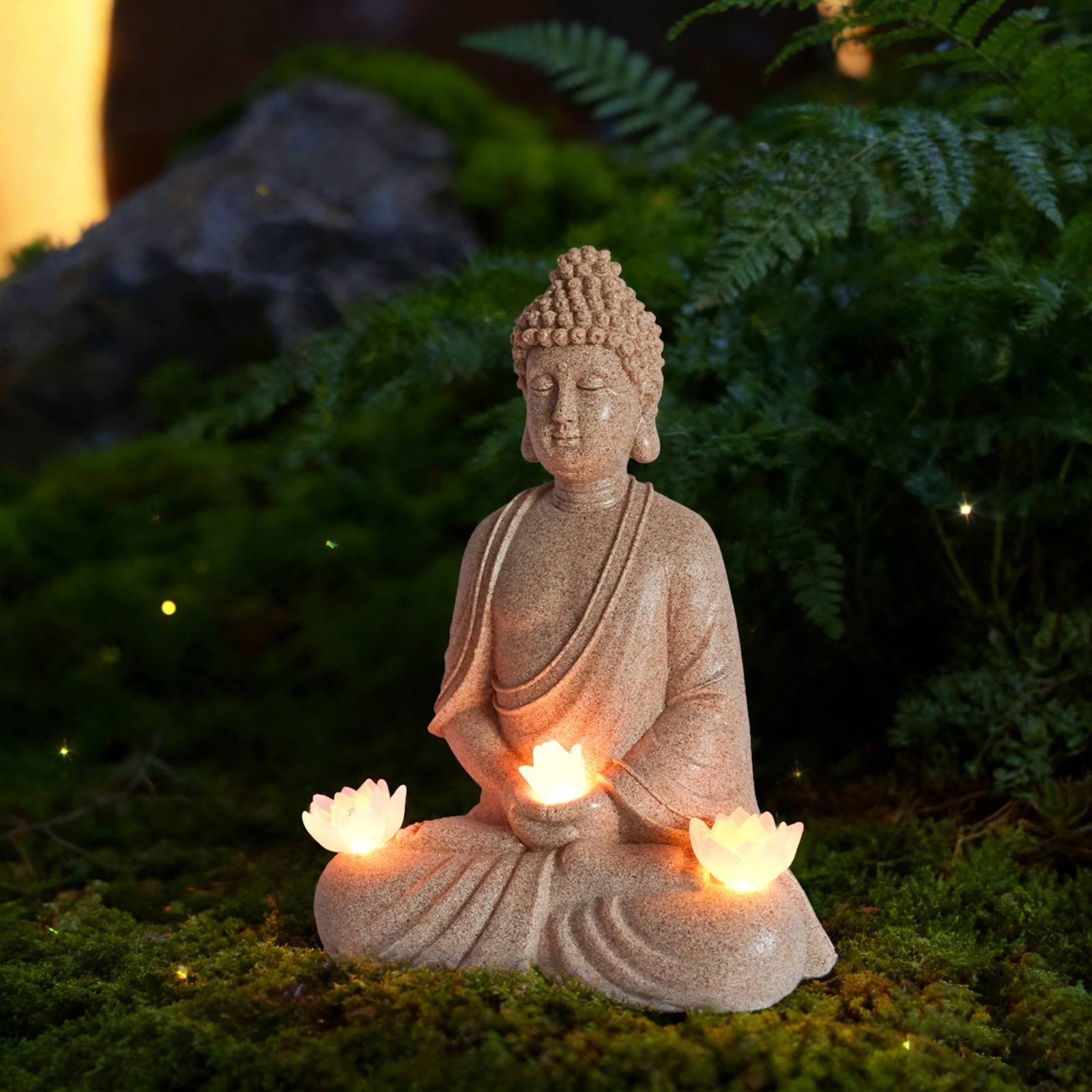 Outdoor Lighting For Patio - Solar Buddha Statue Outdoor Safe Meditating