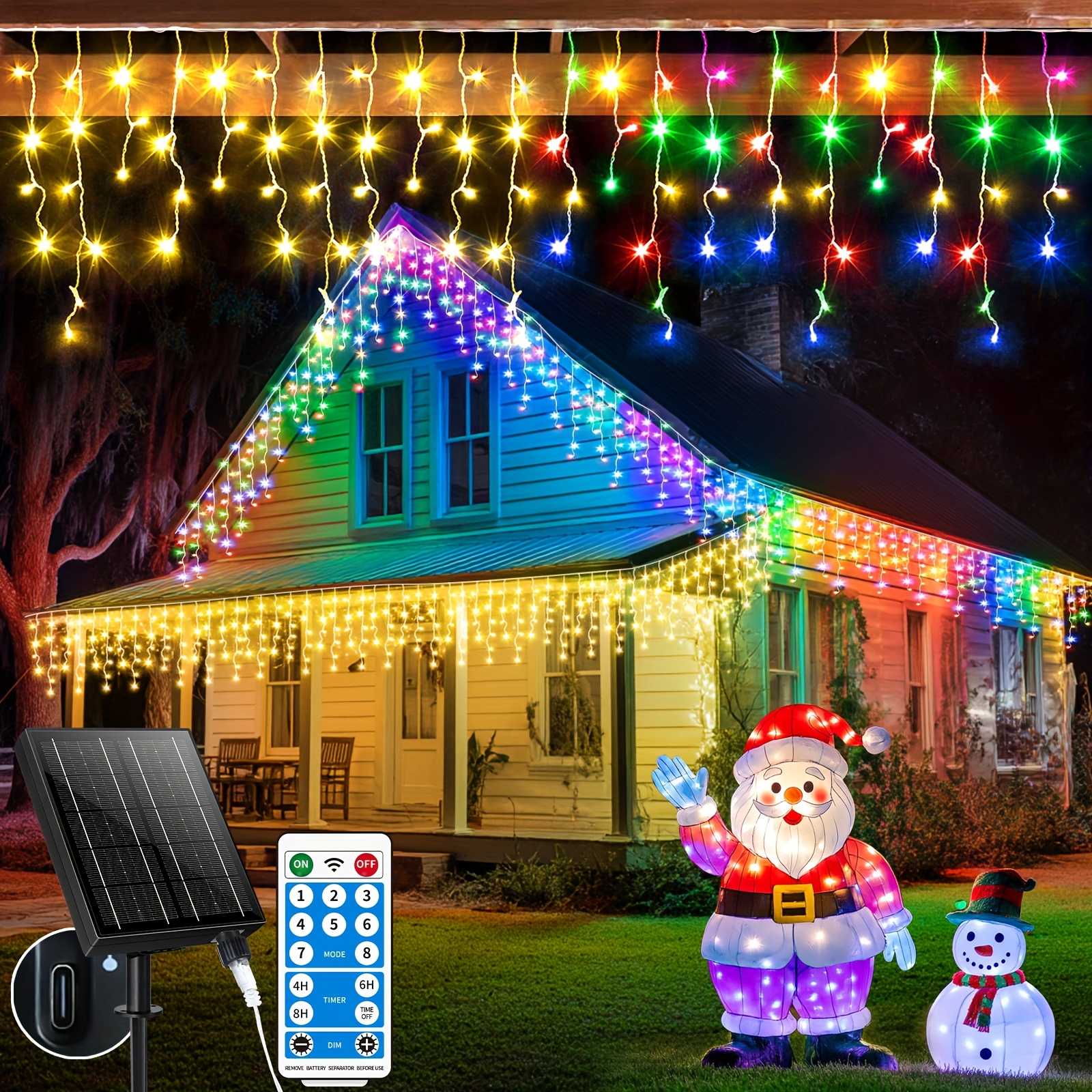 Outdoor Lighting Timer - Solar-Powered Outdoor Icicle Lights – 18m