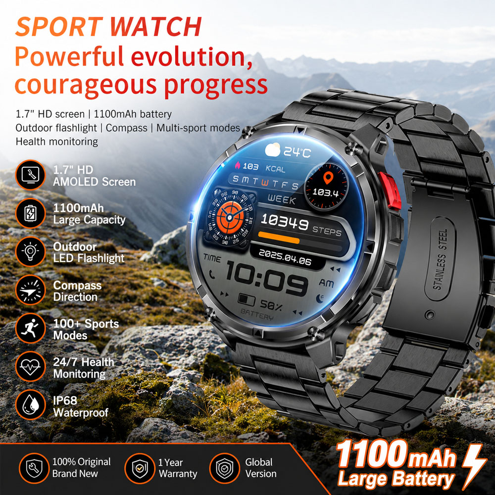 Outdoor Lighting Japan - New 1100mAh Battery Men Smart Watch
