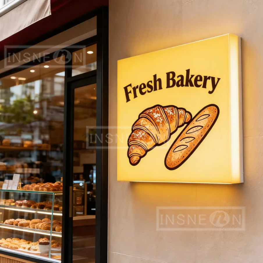 Wall Lighting Outdoor - Custom LED Sign LightBox Fresh Bakery