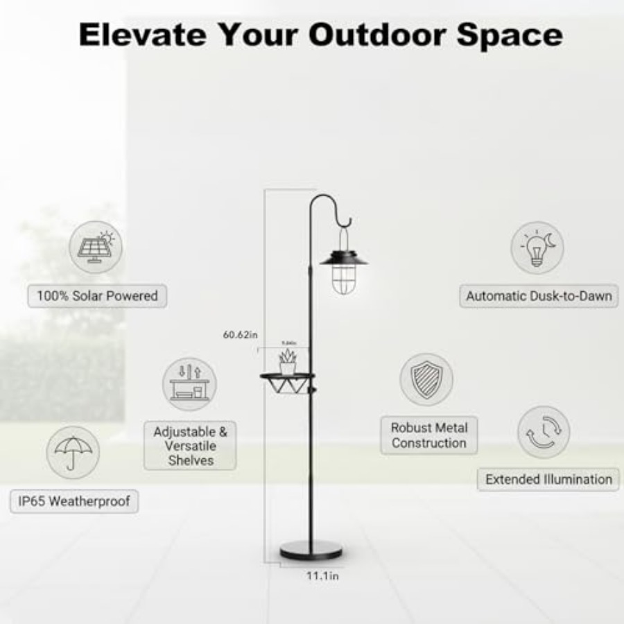 Solar Floor Lamp with Table, 6 - Outdoor Lighting For Patio recensione e prezzo