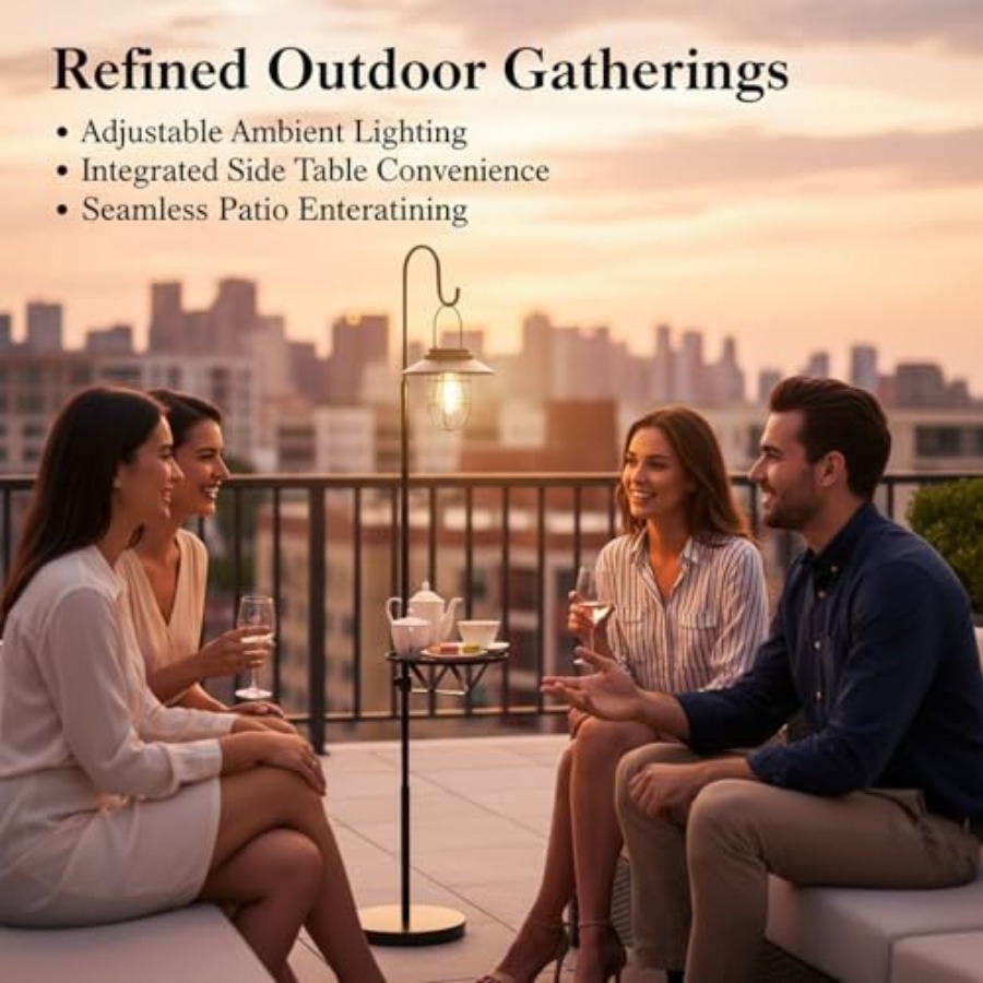 Solar Floor Lamp with Table, 6 - Outdoor Lighting For Patio recensione e prezzo