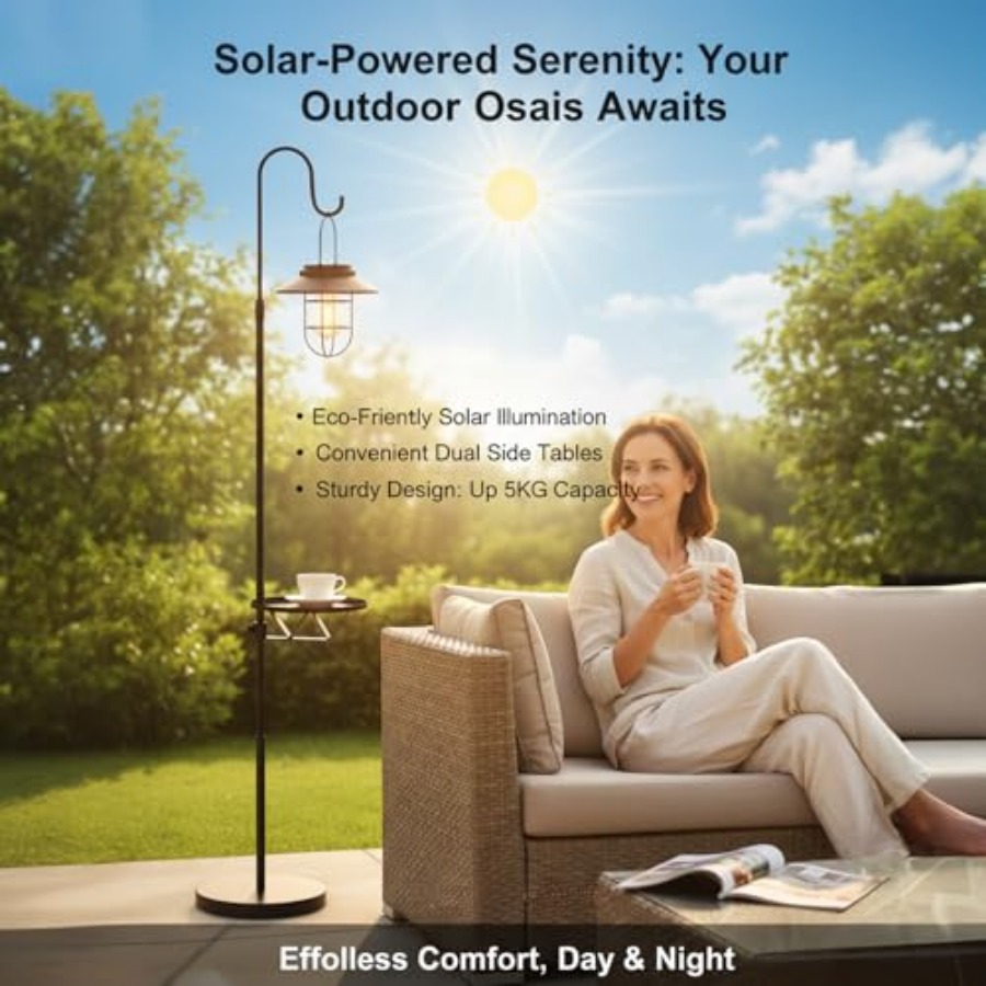 Solar Floor Lamp with Table, 6 - Outdoor Lighting For Patio recensione e prezzo