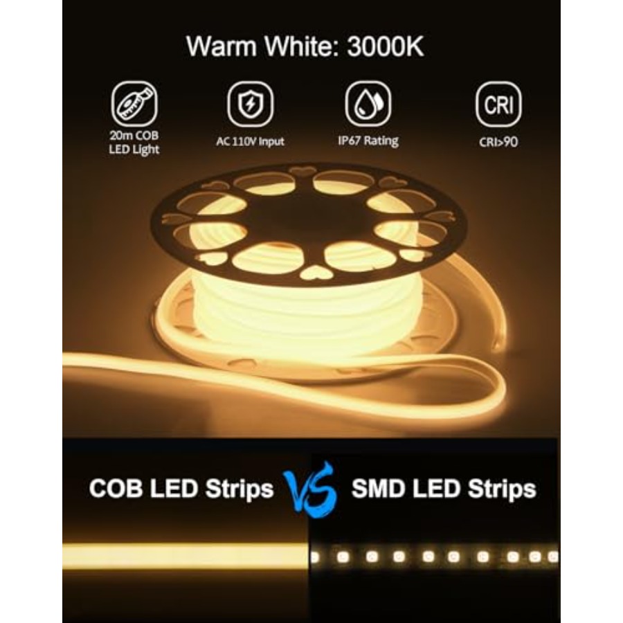 120V 110V COB Led Strip Light  - Waterproof Led Strip recensione e prezzo
