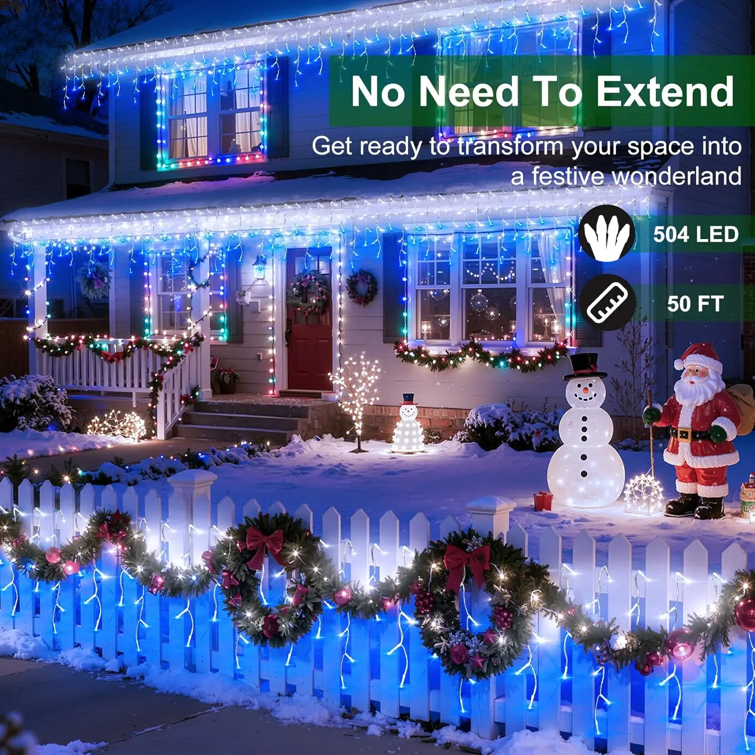 50ft 504 LED Icicle Lights, 12 - Outdoor Lighting Timer recensione e prezzo