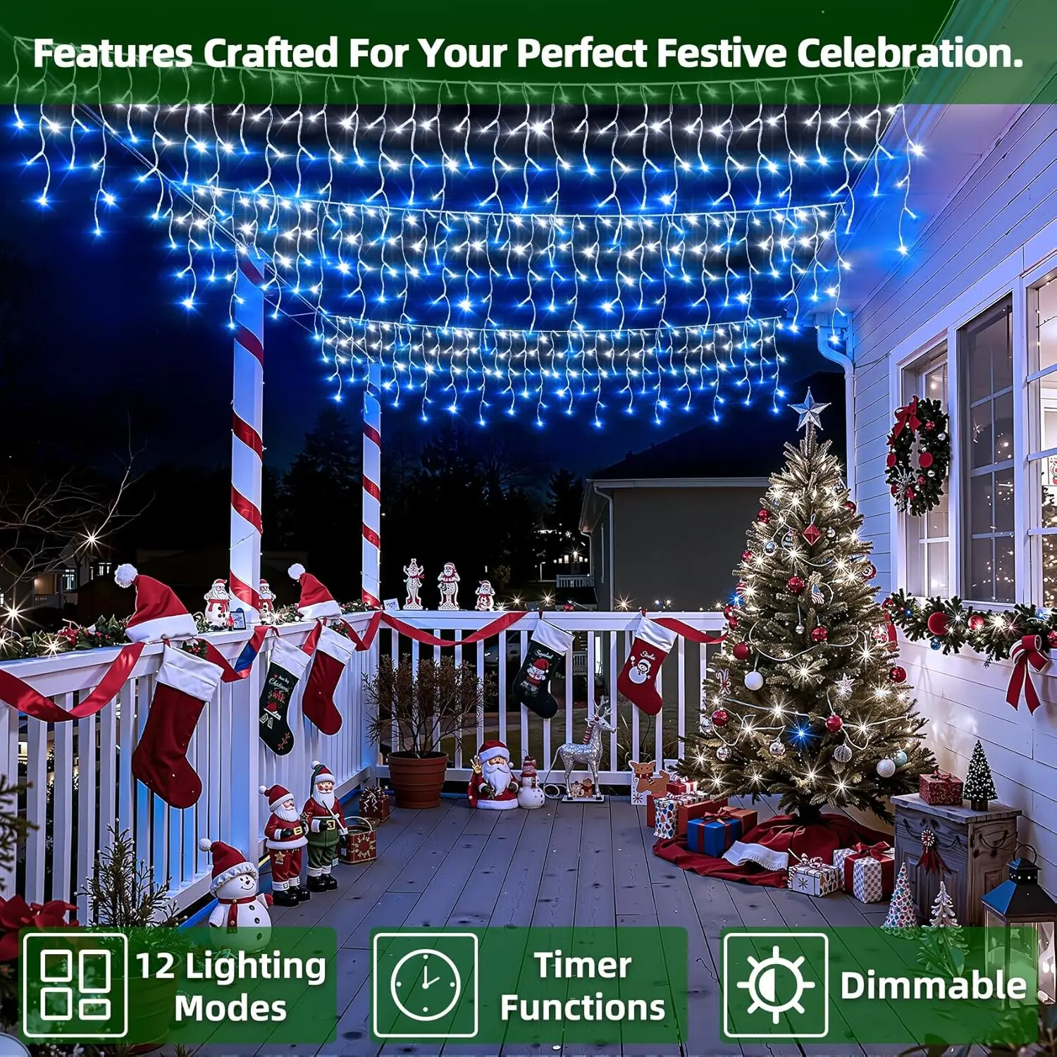 50ft 504 LED Icicle Lights, 12 - Outdoor Lighting Timer recensione e prezzo