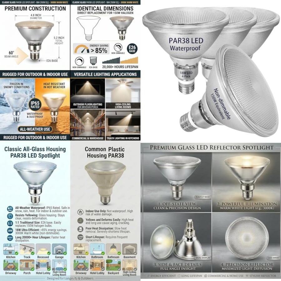 Glass Reflector PAR38 LED Bulb - Outdoor Lighting Bulbs recensione e prezzo
