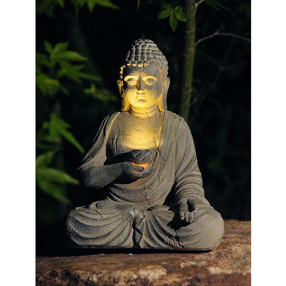 Resin Solar Buddha Statue Scul - Outdoor Lighting Front Yard recensione e prezzo