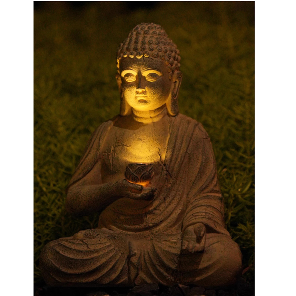 Resin Solar Buddha Statue Scul - Outdoor Lighting Front Yard recensione e prezzo