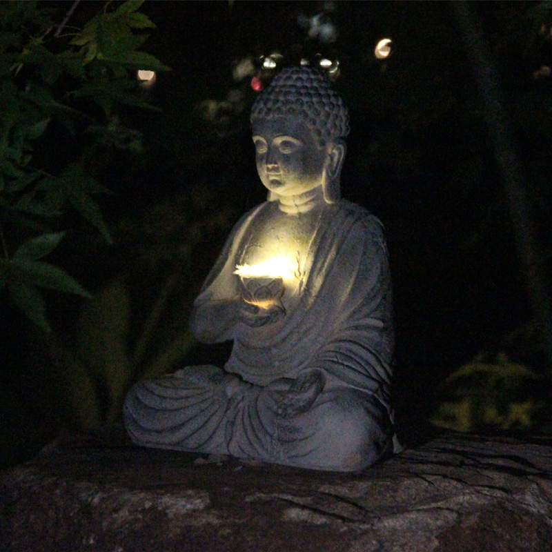 Resin Solar Buddha Statue Scul - Outdoor Lighting Front Yard recensione e prezzo