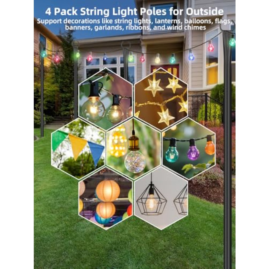 String Light Poles for Outside - Outdoor Lighting Front Yard recensione e prezzo