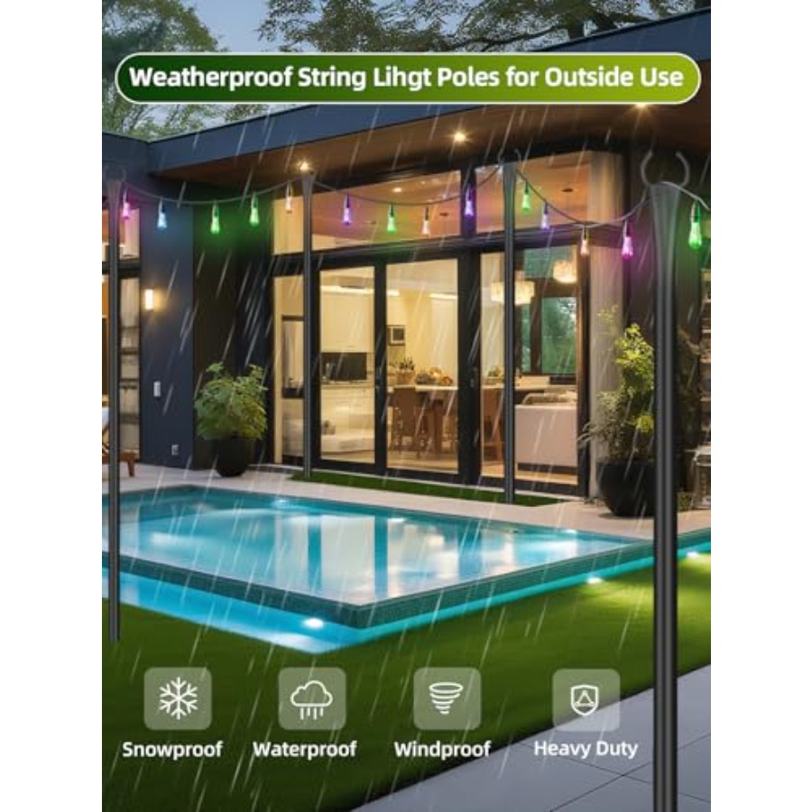 String Light Poles for Outside - Outdoor Lighting Front Yard recensione e prezzo