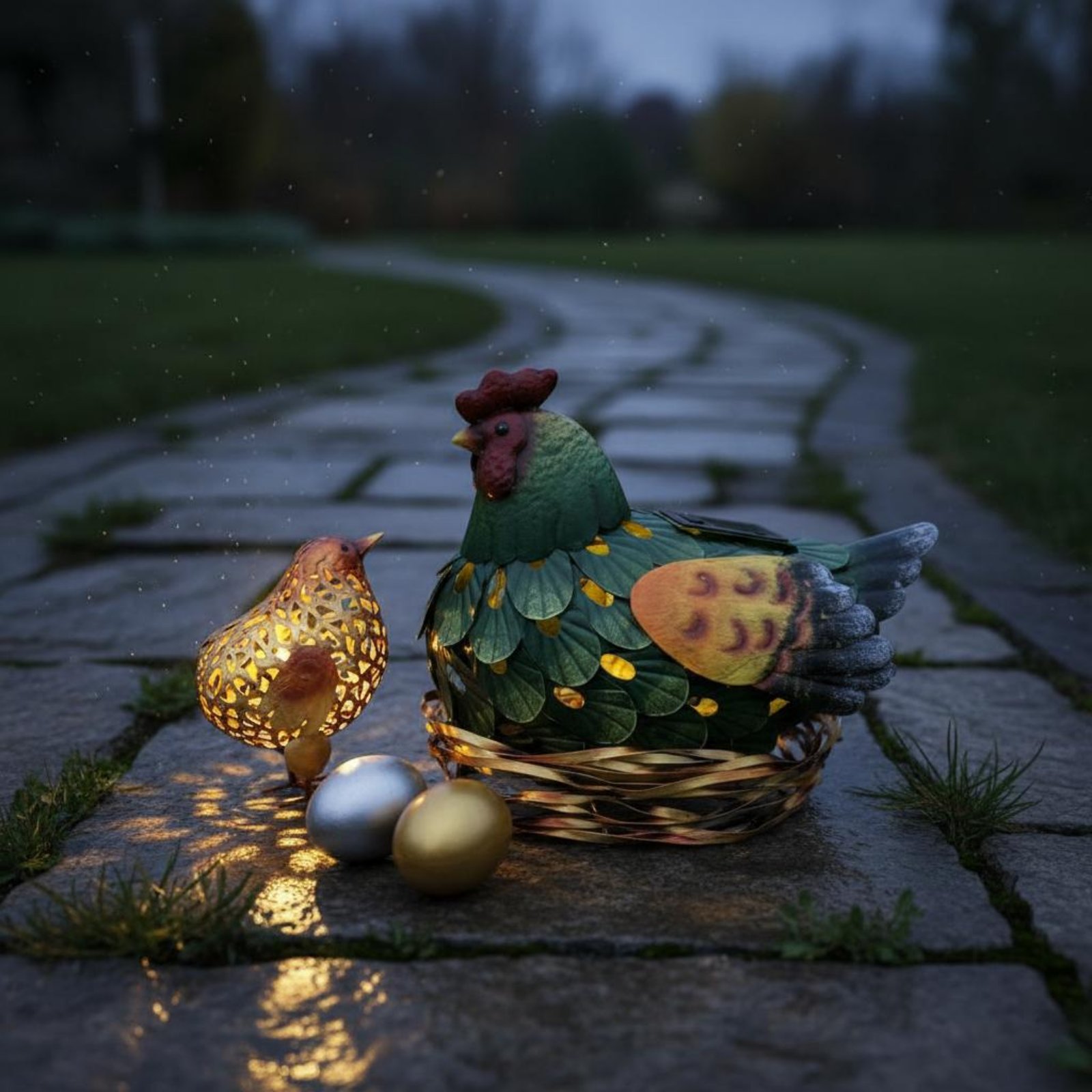 Solar Lantern Chicken Statue O - Outdoor Lighting Yard recensione e prezzo