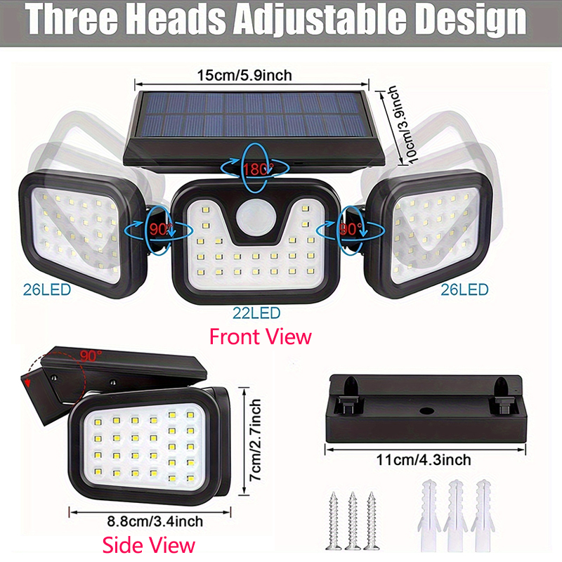 74LED Solar Light 3 Head Motio - Outdoor Lighting Front Yard recensione e prezzo