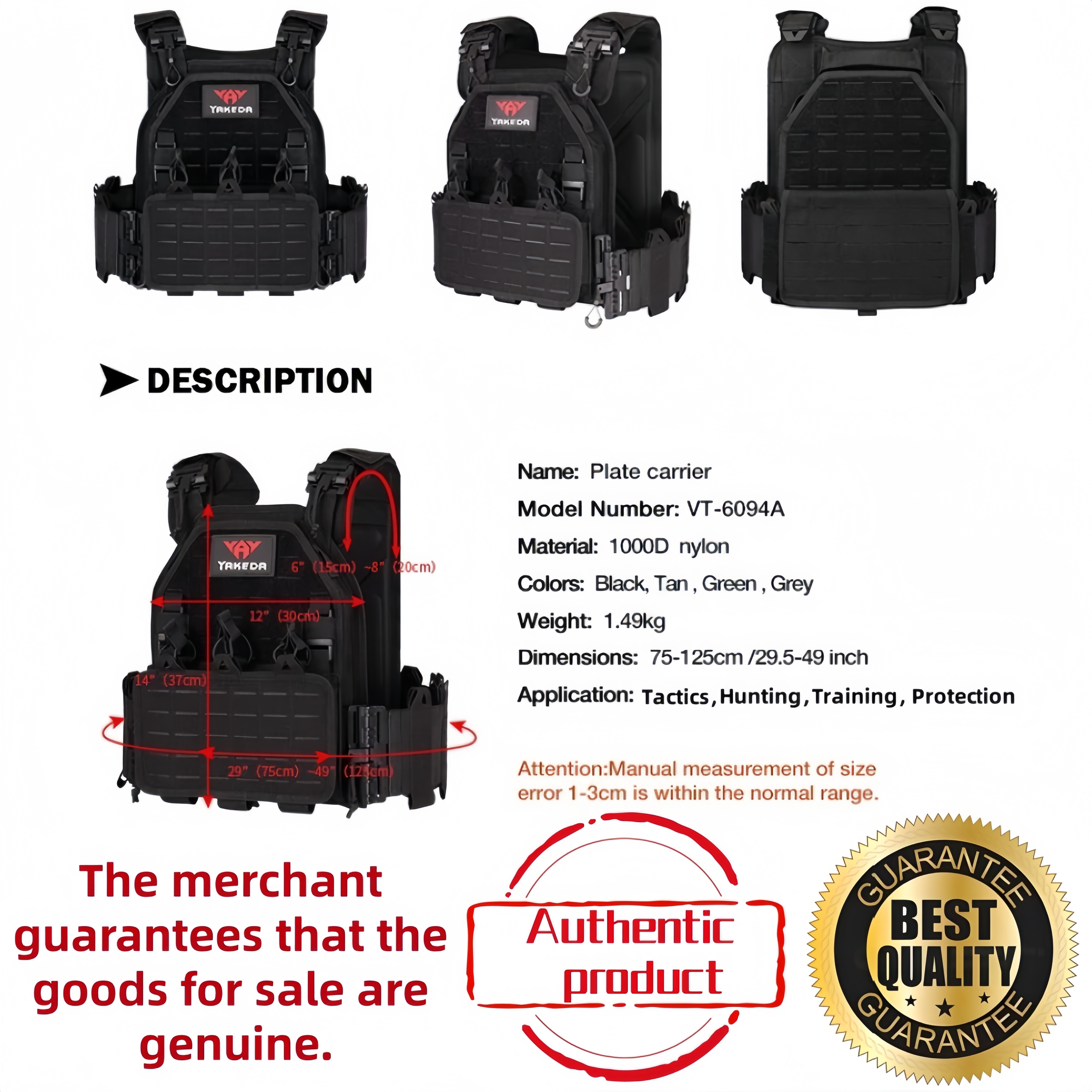 YAKEDA Tactical Vest 6094 Fast - Outdoor Lighting High Quality recensione e prezzo