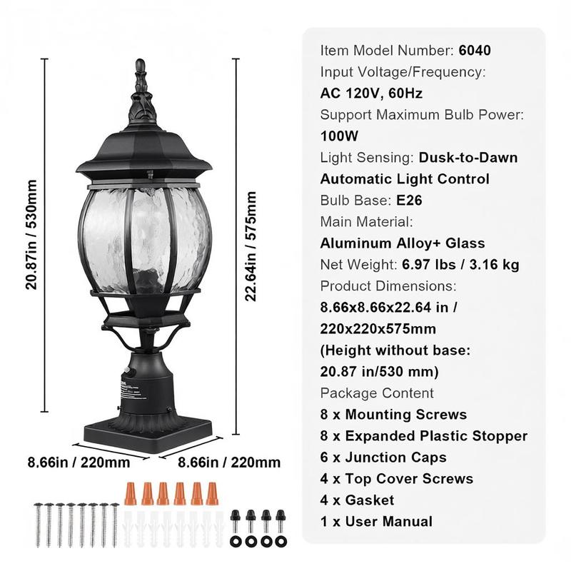 2-Pack Exterior Pillar Lantern - Outdoor Lighting Yard recensione e prezzo