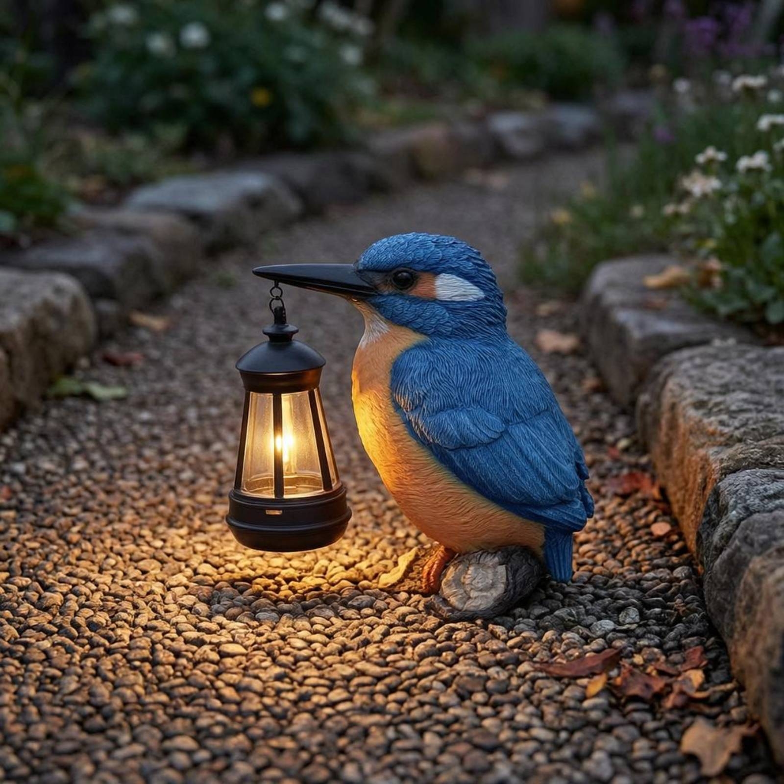 Solar Kingfisher Statue Resin  - Outdoor Lighting Yard recensione e prezzo