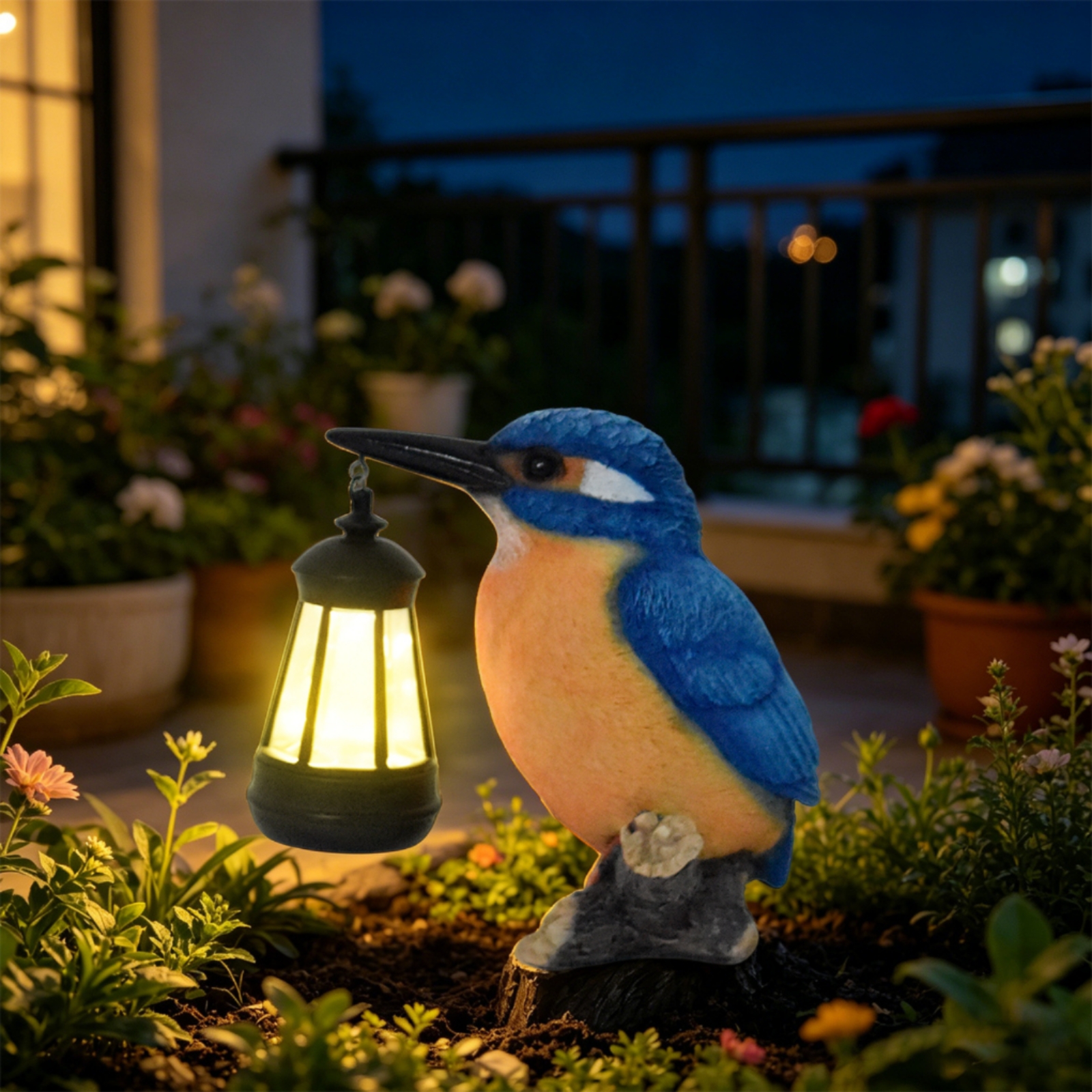 Solar Kingfisher Statue Resin  - Outdoor Lighting Yard recensione e prezzo