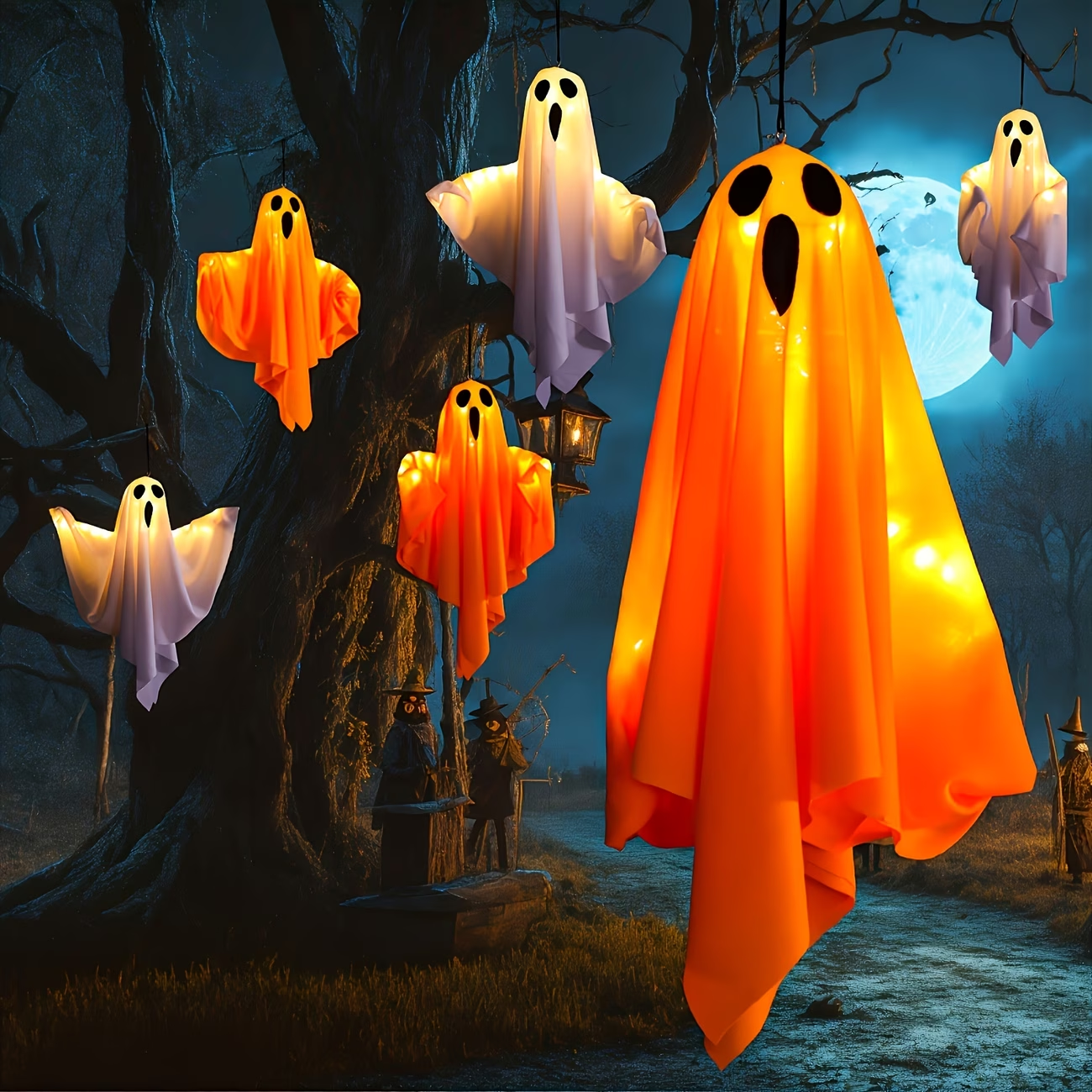 2pcs Halloween Hanging Ghosts  - Outdoor Lighting Front Yard recensione e prezzo