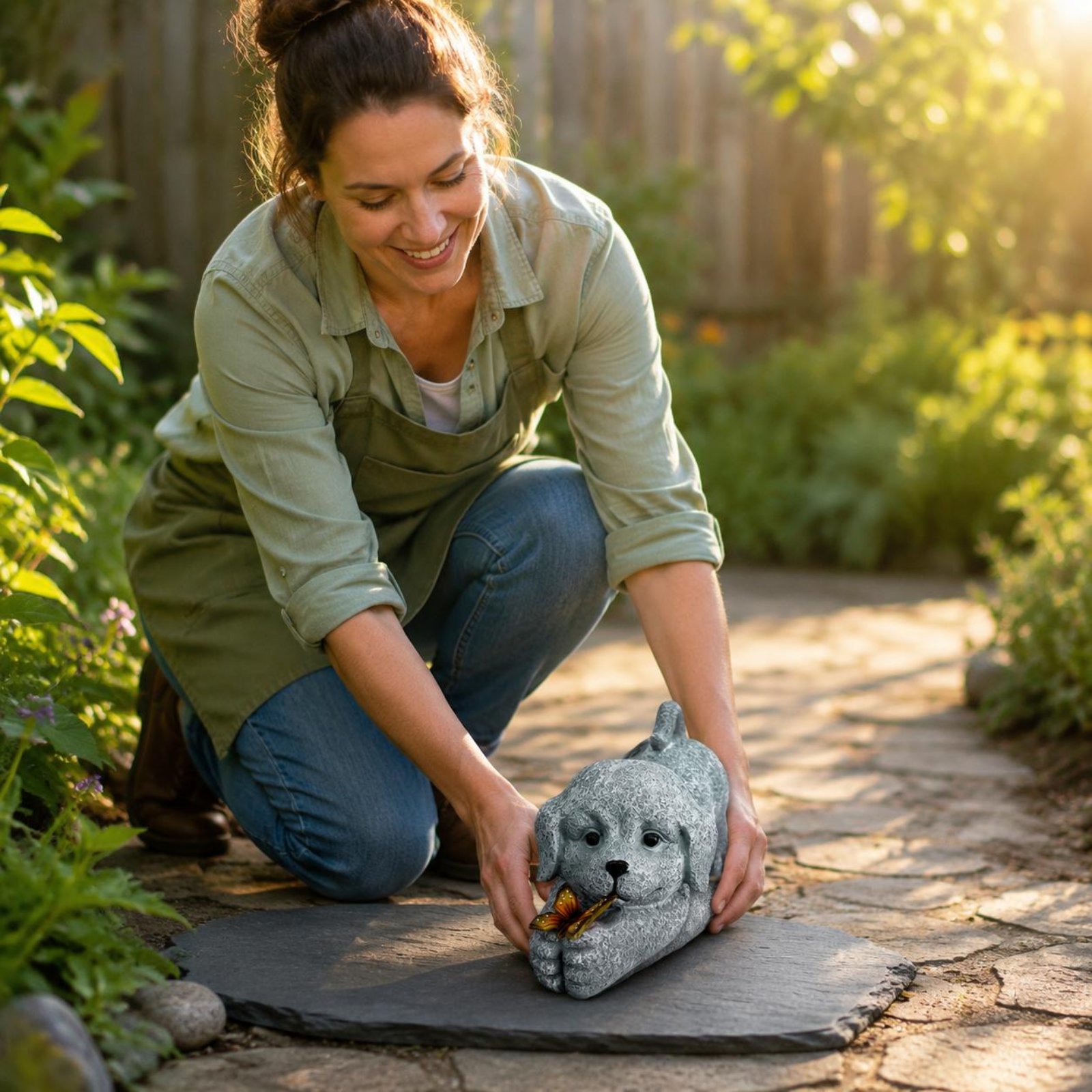 Solar Dog Statue Resin Craft S - Outdoor Lighting Yard recensione e prezzo