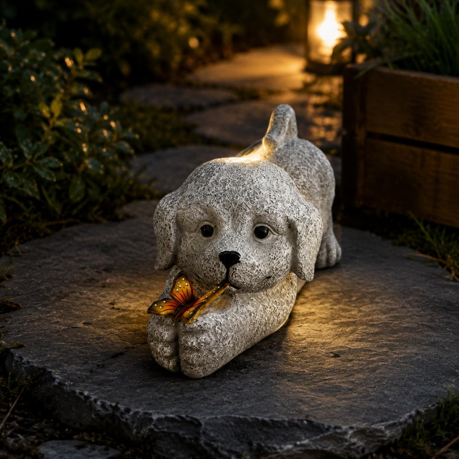 Solar Dog Statue Resin Craft S - Outdoor Lighting Yard recensione e prezzo