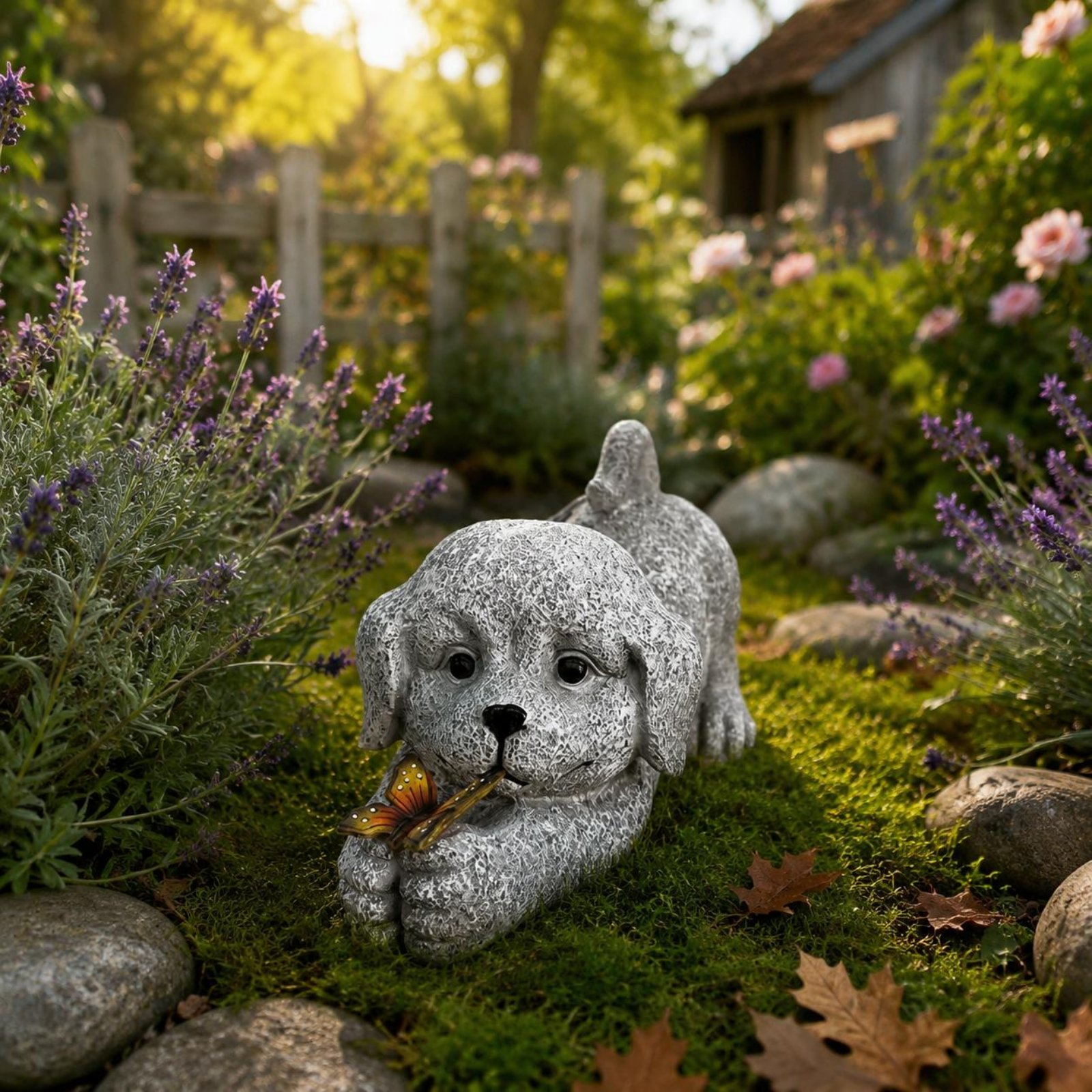 Solar Dog Statue Resin Craft S - Outdoor Lighting Yard recensione e prezzo
