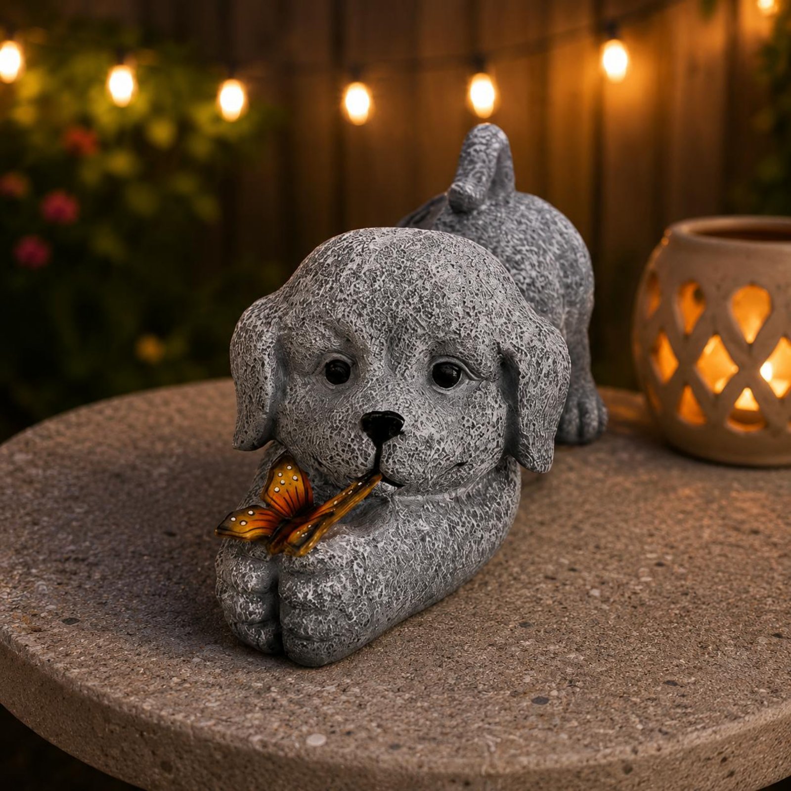 Solar Dog Statue Resin Craft S - Outdoor Lighting Yard recensione e prezzo
