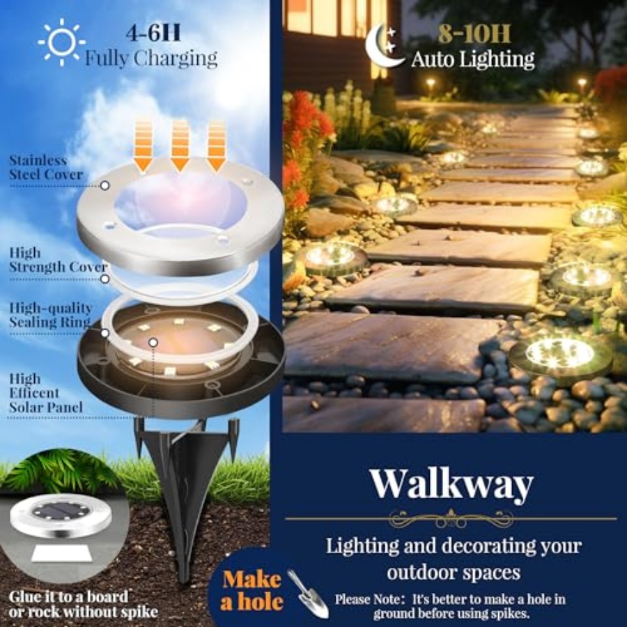 Solar Ground Lights Solar Ligh - Outdoor Lighting Yard recensione e prezzo